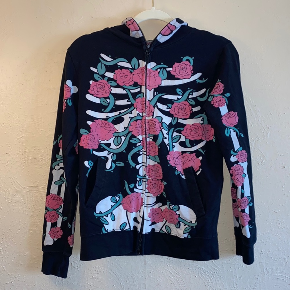 Too Fast Skeleton Zip Up Hoodie